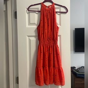 Wilfred high neck dress, red/orange floral, size XS